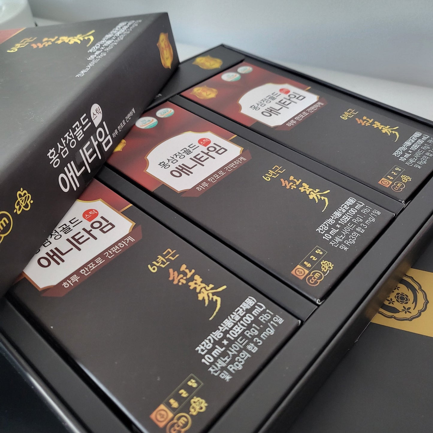 Premium Korea's Red Ginseng Gold Anytime Stick 1.6kg (10ml x 90 Sticks, 3 Boxes)