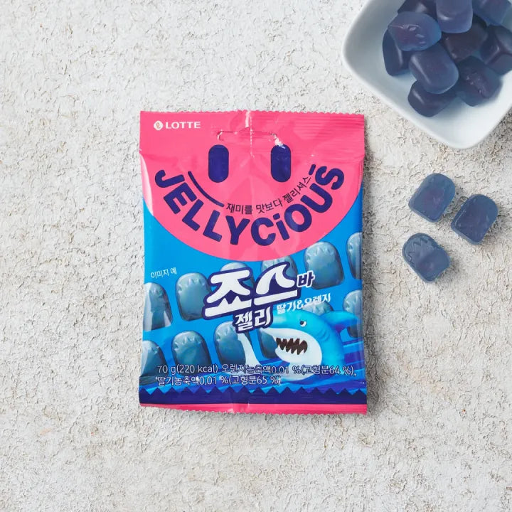 Lotte Jellycious Jaws Bar Orange and Strawberry Jelly 70g