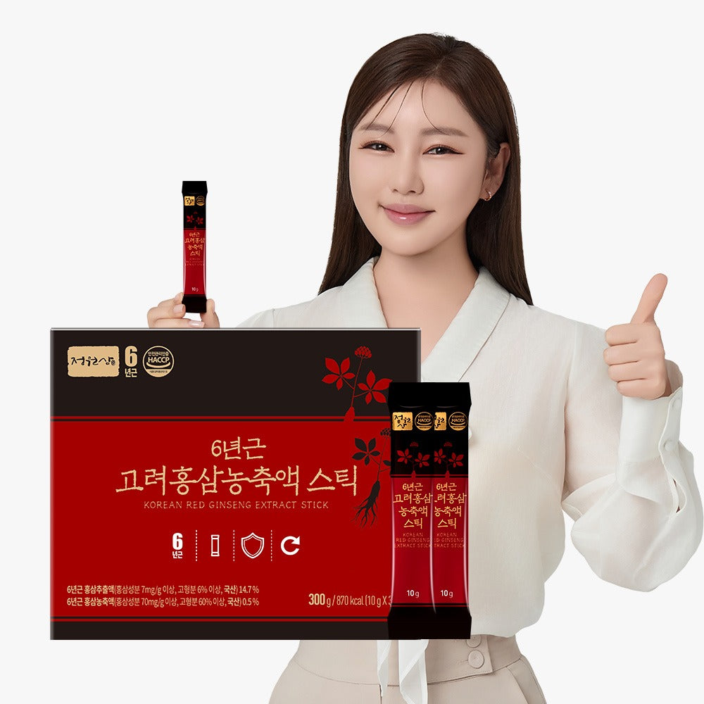 6-Year-Old Korean Red Ginseng Extract 1 Box (300g, 30 Sticks)