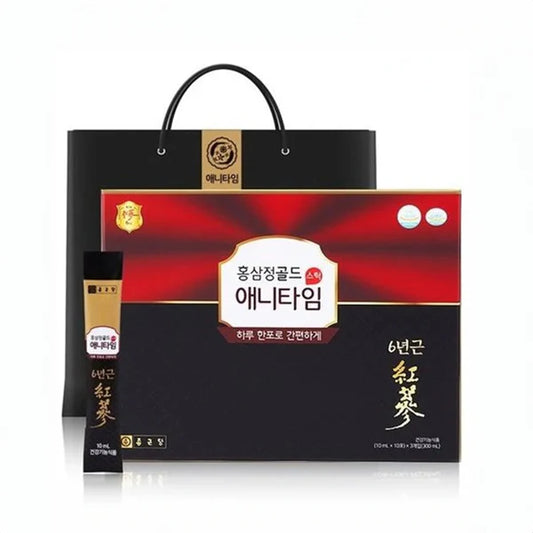 Premium Korea's Red Ginseng Gold Anytime Stick 1.6kg (10ml x 90 Sticks, 3 Boxes)