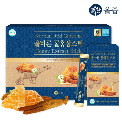 Korean Red Ginseng Honey Extract 1 Box, 300g (10g × 30 Sticks)