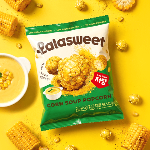 Lalasweet Corn Soup popcorn in its original green and white bag
