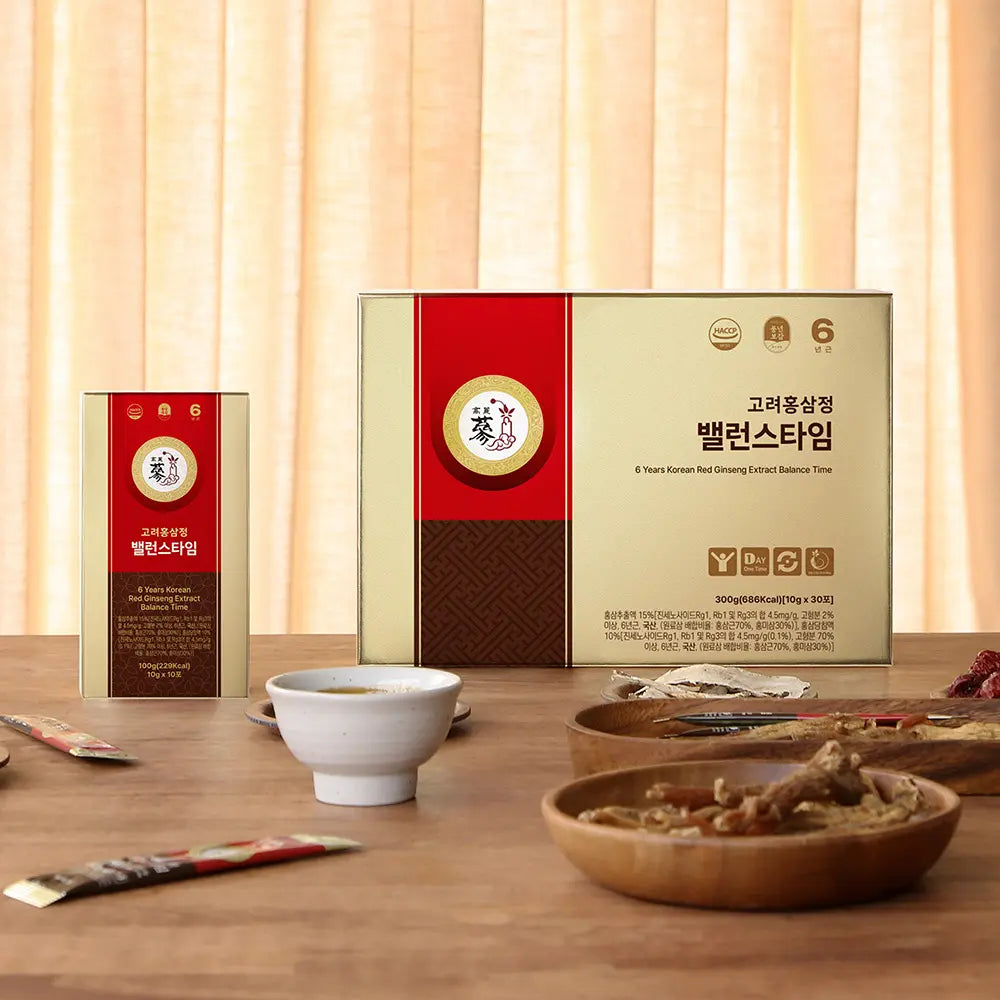 6-Year-Old Korean Red Ginseng Balance Time 1 Box (300g, 30 Sticks)