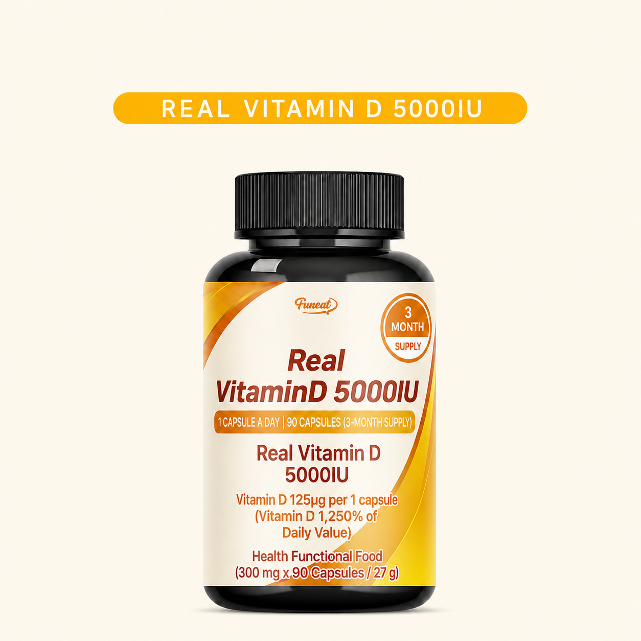 Real Vitamin D 5000 IU 1 Pack (300 mg x 90 Capsules)