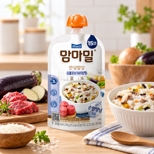 Mamma Meal Safe Baby Food 15M (Beef & Eggplant Rice, 140g)