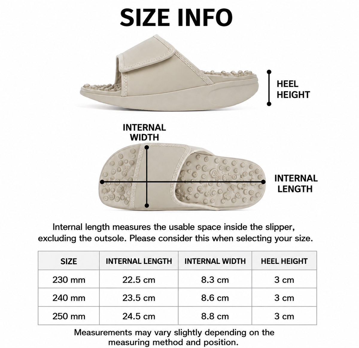 Women’s Caloring Diet Acupressure Slippers (Gray, KR 250 / US 8)