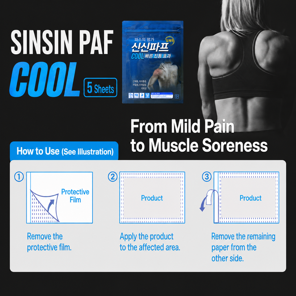 Cool Pain Relief Patch (1 Pack, 5 Sheets)
