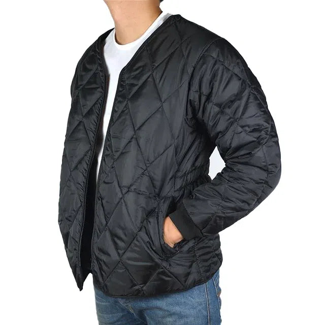 Military-Style Unisex Lyrex Winter Quilted Jacket (1pc, Black, Size 95)