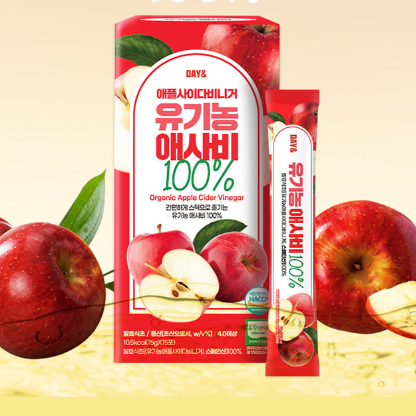 Day & Kombucha Organic Apple Cider Vinegar 1 Box  (15g x 15 sticks)