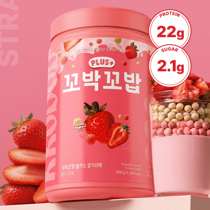 Kkobak Kkobap Plus Protein Shake Strawberry Latte 600g
