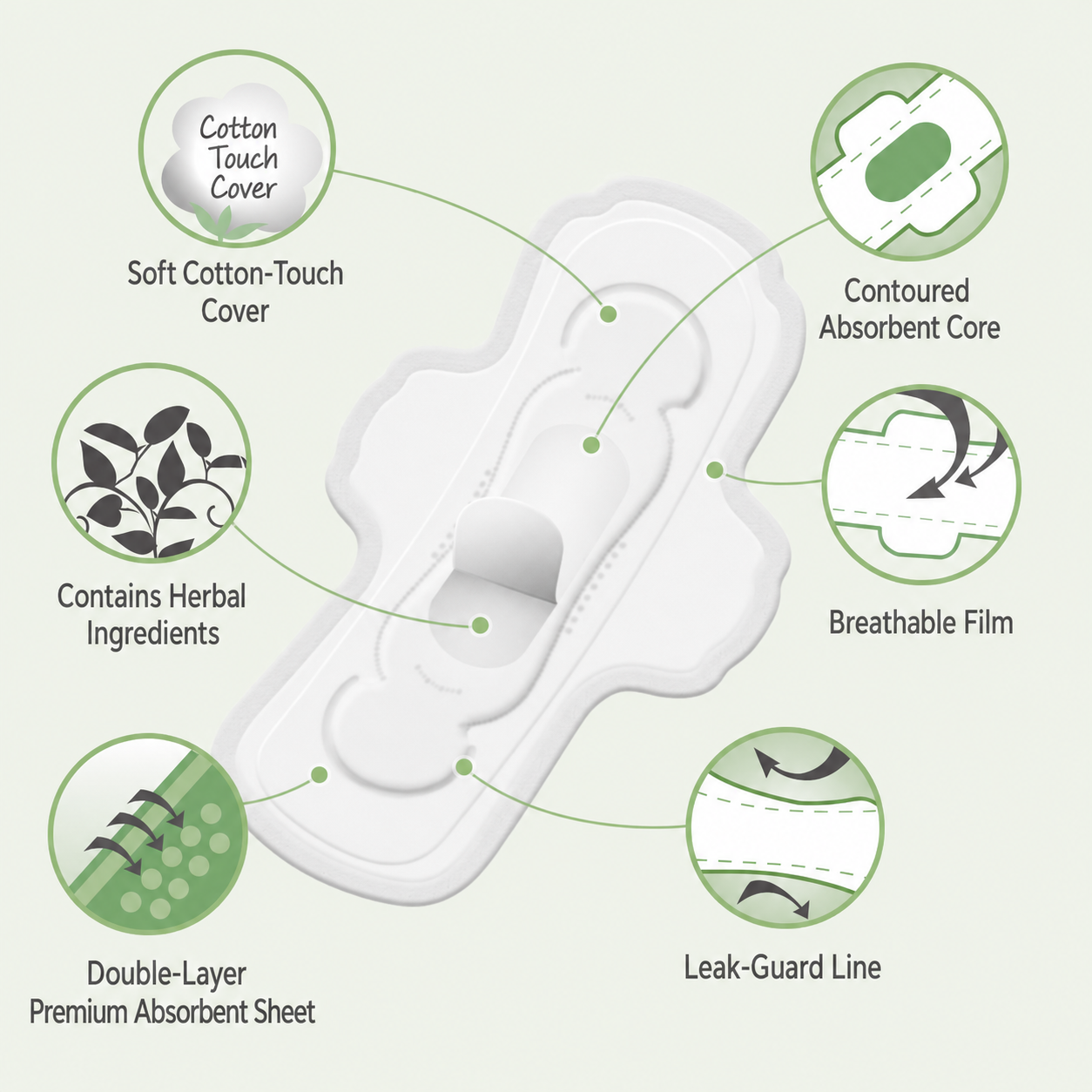 Yoonseul Herbal Cotton Sanitary Pads – Large (14 Pads)
