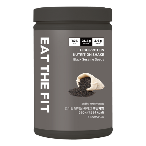 Eat the Fit Protein Shake 520g (1 Large) - Black Sesame