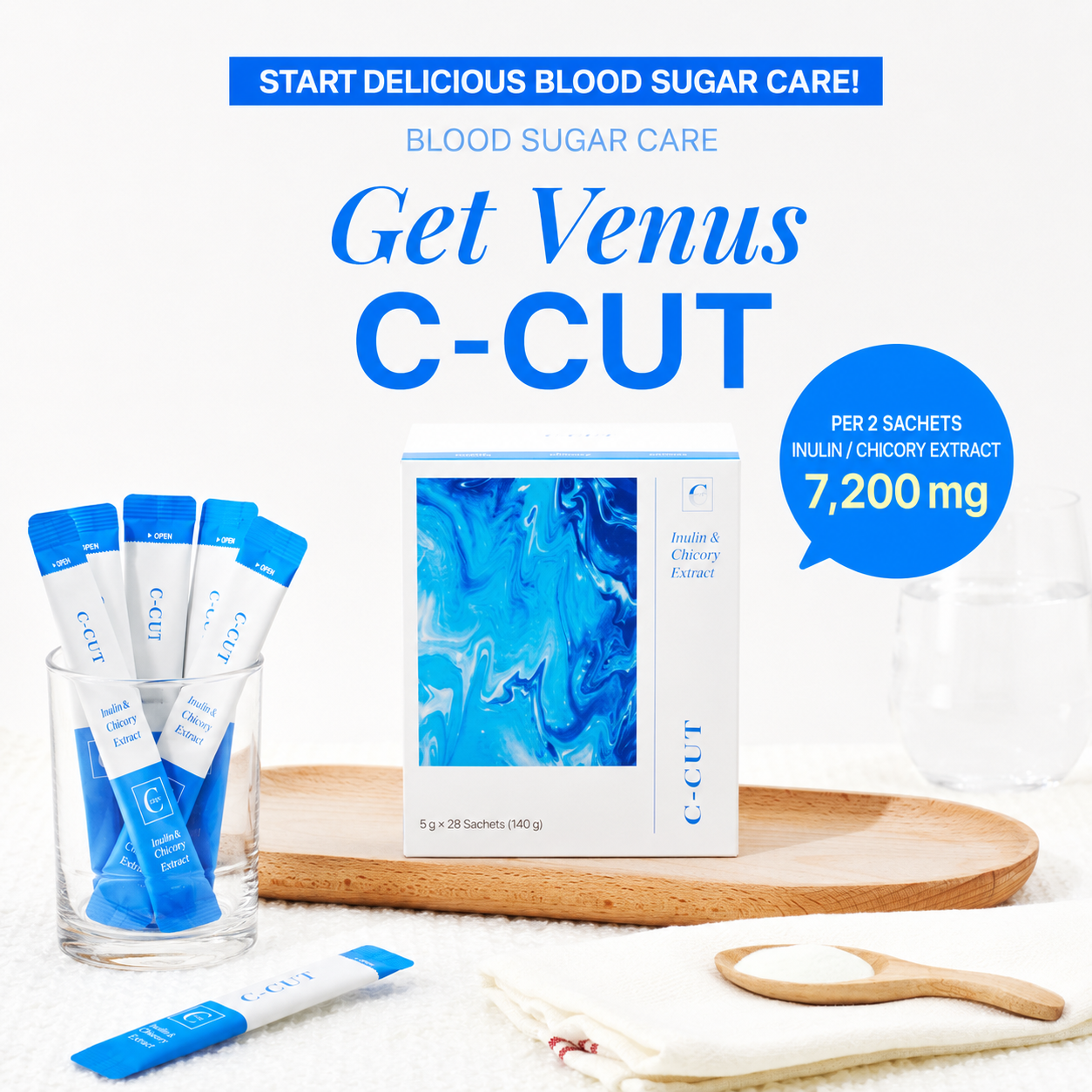 C-CUT Cholesterol Blood Sugar Care 1 Box (5g x 28 sticks)