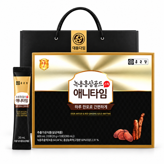 Deer Antler & Red Ginseng Gold Anytime 1 Box (10ml × 30 sticks)