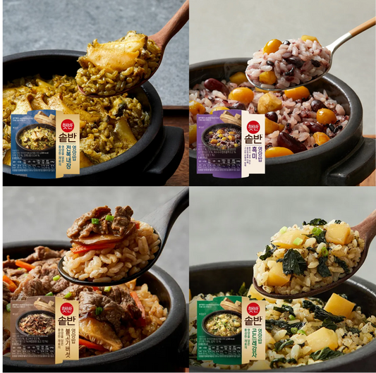 CJ Hetban SotBan Korean Pot-Style Nutritious Rice – 4 Flavors 3kg (12 Bowls, 3pcs each Flavors)