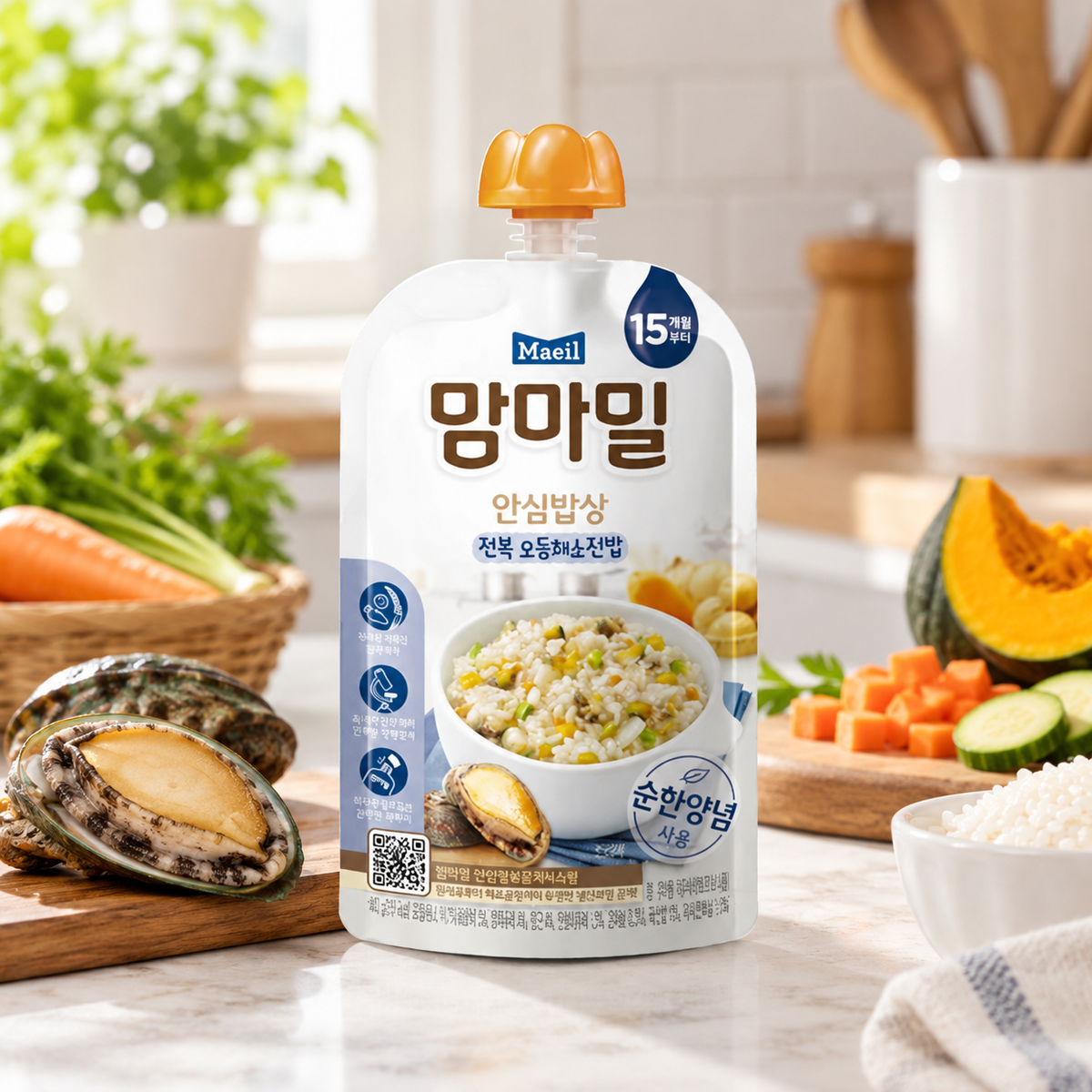 Mamma Meal Safe Baby Food 15M (Abalone & Vegetable Rice, 140g)